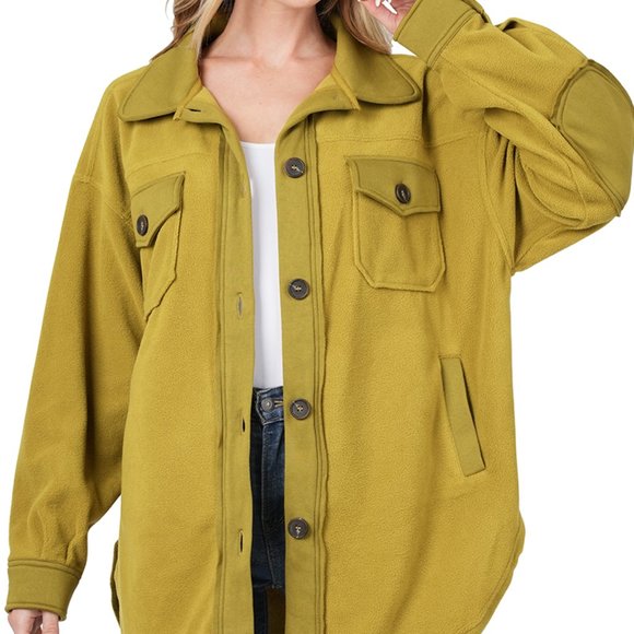Zenana Oversized Plaid Fleece Shacket